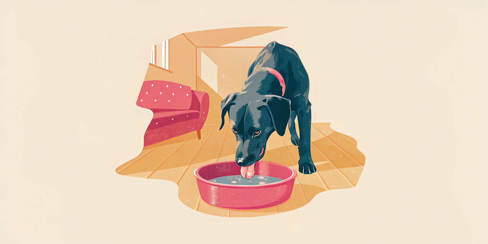 dog drinking water in the home from the bowl - Nuzzy