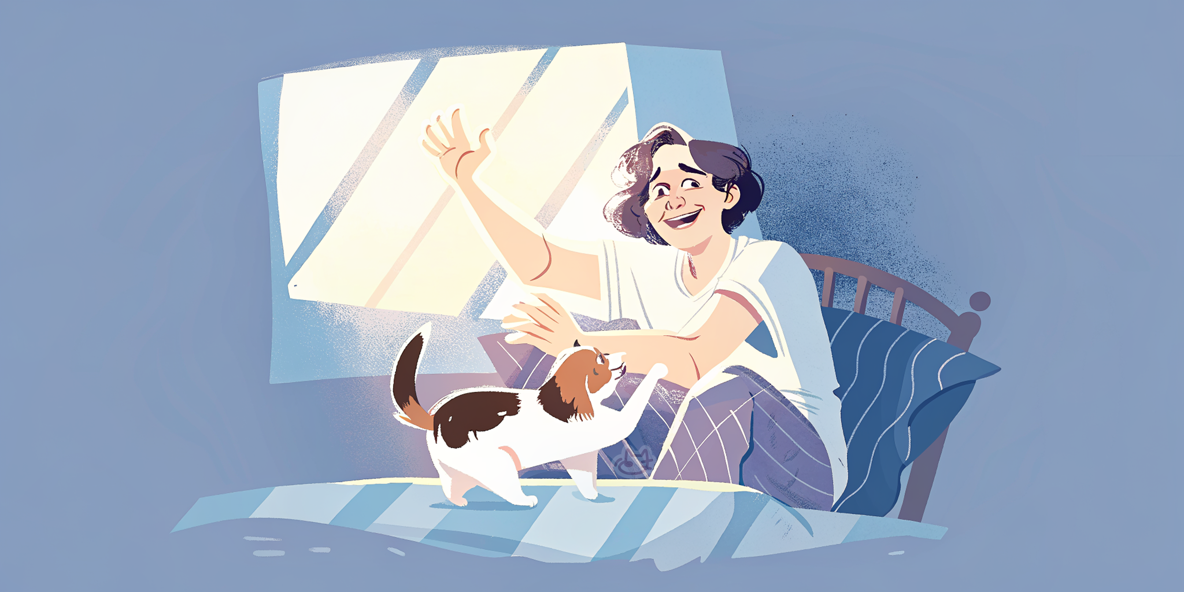 happy person playing with cat in home nuzzy